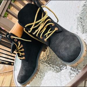 Black Timberlands Genuine Leather